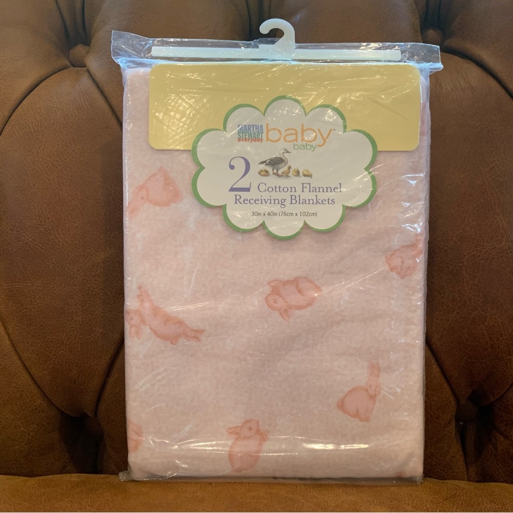 VTG NWT 90s Y2K Martha Stewart baby receiving blankets pink bunnies NEW NOS